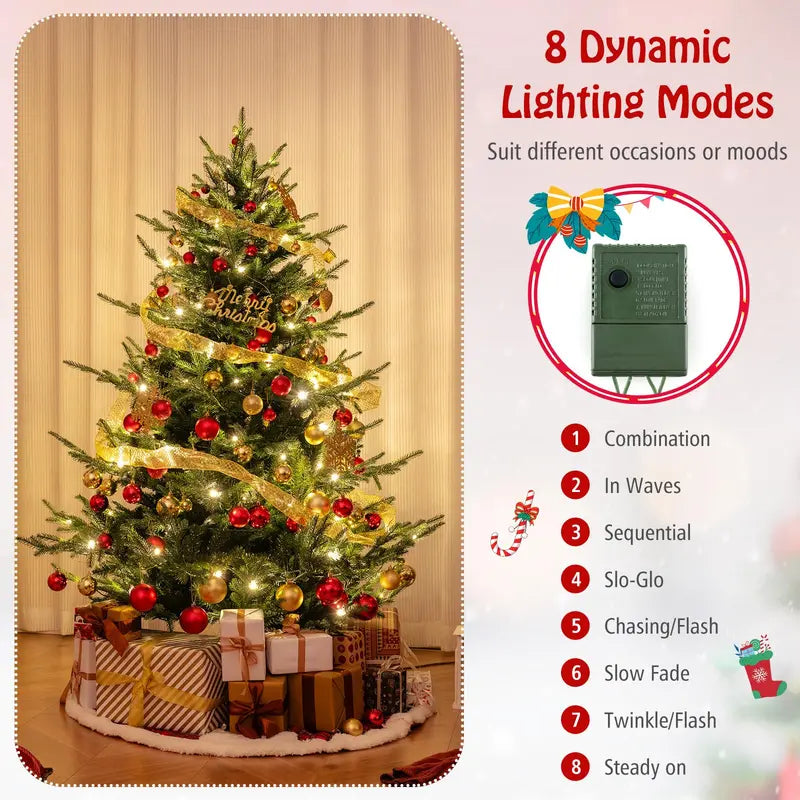 6 ft Faux Hinged Full-Profile Christmas Tree  240 Warm White LEDs & 778 Branch Tips