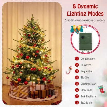 6 ft Faux Hinged Full-Profile Christmas Tree  240 Warm White LEDs & 778 Branch Tips