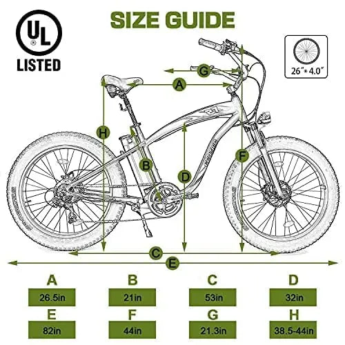 750W Fat-Tire Electric Bike  26″ All-Terrain Ebike with Removable Battery