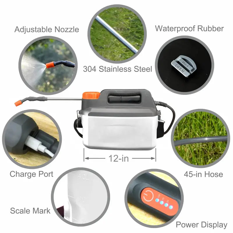 1-Gallon USB-C Rechargeable Electric Garden Sprayer  Telescoping Wand, 4000mAh High-Capacity Battery