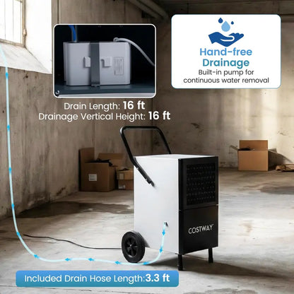 189-Pint Industrial Dehumidifier Featuring Drain Pump, 3.3-Foot Hose & Casters