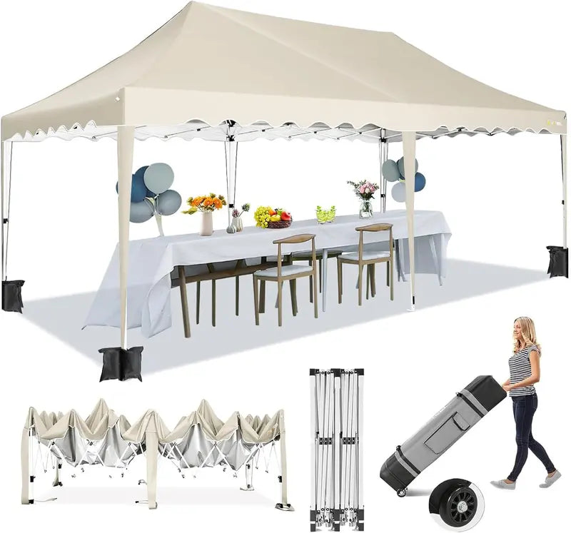 HOTEEL 10×30 ft Commercial-Grade Event Tent with Eight Adjustable Sidewalls  Ideal for Weddings and BBQs