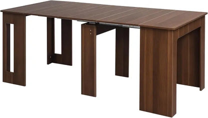 White Expandable Dining Table  Space-Smart Extendable Design Seats Up to Six People