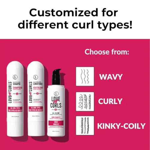 LUS 3-Step Curly Hair System: Shampoo, Conditioner & Styler  8.5oz Each  Nongreasy & Moisturizing