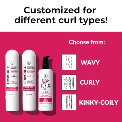 LUS 3-Step Curly Hair System: Shampoo, Conditioner & Styler  8.5oz Each  Nongreasy & Moisturizing