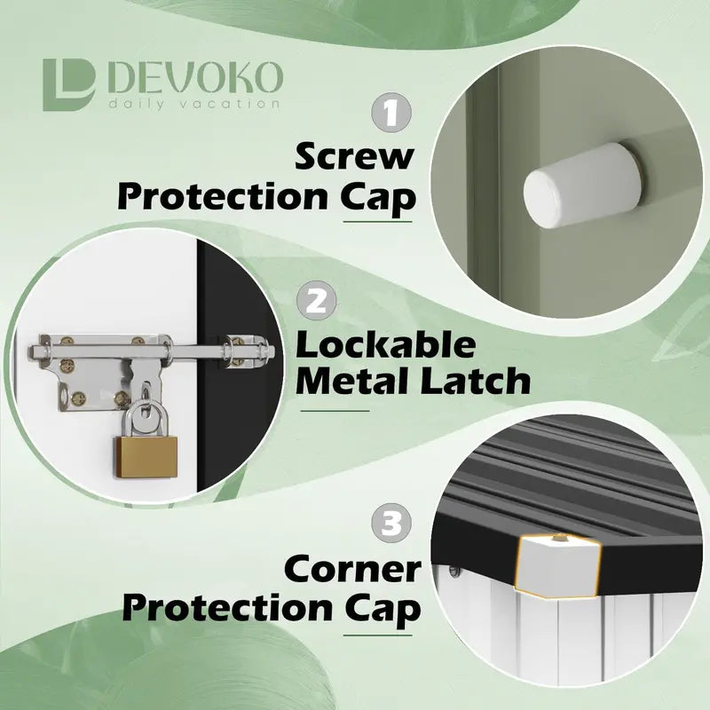 Devoko 5′ x 3′ Corrosion-Resistant Garden Shed  Lockable Steel Outdoor Storage House with Single Secure Door