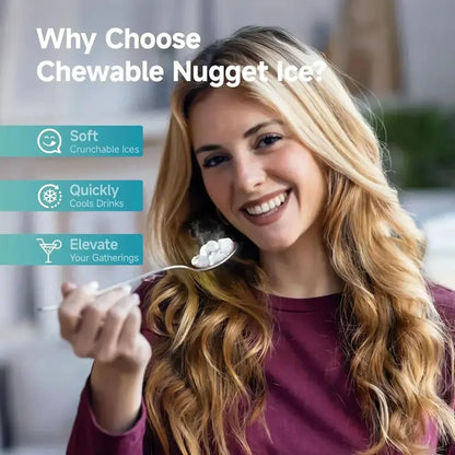 EUHOMY Countertop Nugget Ice Maker  Produces Chewable Ice in 8 Minutes with Self-Clean