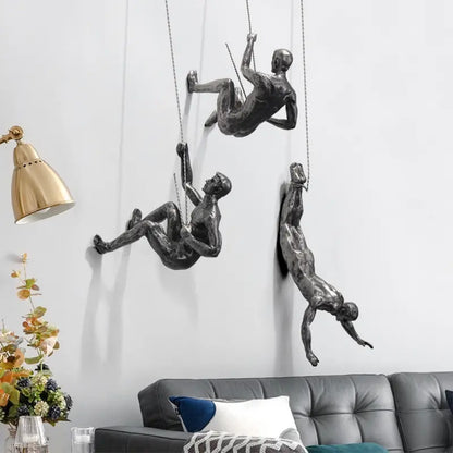 Contemporary Climbing Figure Wall Art  Minimalist Accent Piece
