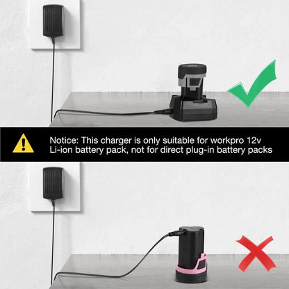 WORKPRO 12V Li-ion Battery Charger Compatible with Select Models (W123015A, W123016AE, W121037AH, etc.)