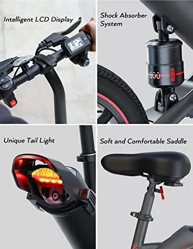 Sailnovo 14″ Folding Electric Bike  Lightweight E-Bike for Adults & Teens with Integrated Lithium Battery