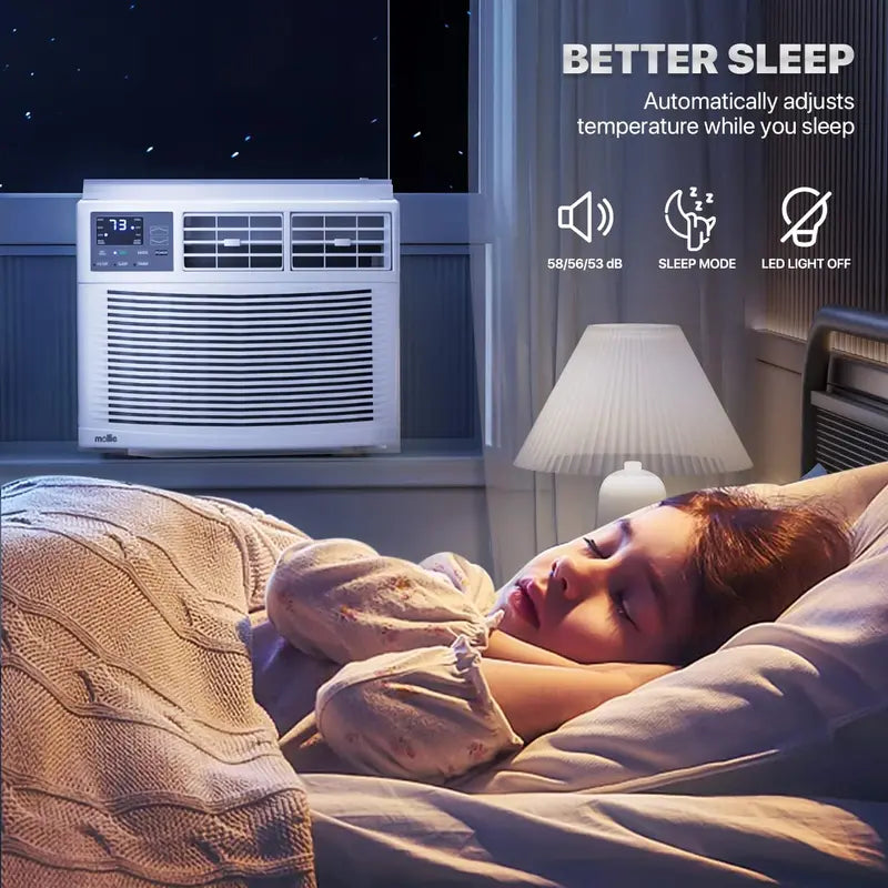 Mollie 8000 BTU Window AC, Remote, Washable Filter, Dehumidifier, 350 Sq. Ft., 115V, White