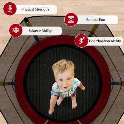 55-Inch ASTM-Certified Kids’ Trampoline with Enclosed Safety Net for Toddlers