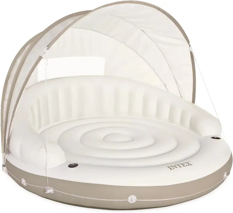 58292EP Inflatable Canopy Lounge Float  Oversized Pool Island with Detachable Shade & Drink Holders