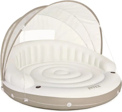 58292EP Inflatable Canopy Lounge Float  Oversized Pool Island with Detachable Shade & Drink Holders
