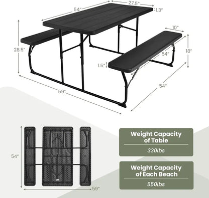 Collapsible Picnic Table with Integrated Benches