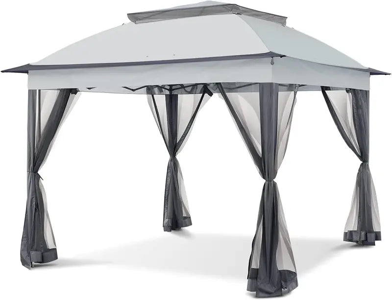 COOS BAY 11′ x 11′ Instant Gazebo: UPF 50+ Water-Resistant Canopy with Integrated Mesh Netting, Quick-Deploy Design, and 121 Sq Ft Coverage