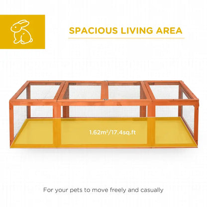 PawHut Large Wooden Rabbit Hutch Small Animal Habitat Enclosure with Outdoor Run