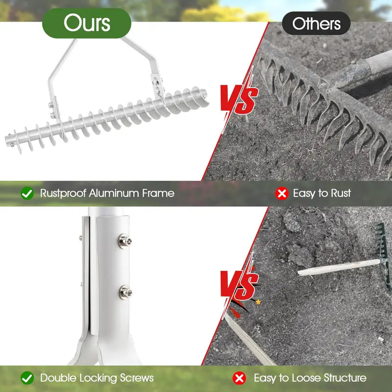 20-Inch Thatch Rake for Lawn Aeration  Dethatching Tool to Remove Dead Grass and Loosen Compacted Soil