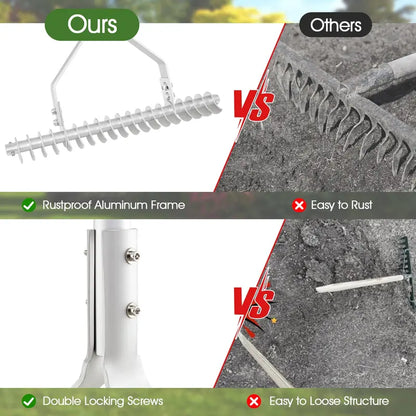 20-Inch Thatch Rake for Lawn Aeration  Dethatching Tool to Remove Dead Grass and Loosen Compacted Soil