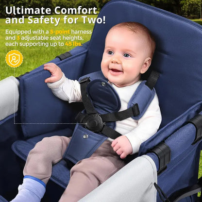 All-Terrain Kids’ Stroller Wagon  2-Seater Outdoor Baby Wagon for Toddlers