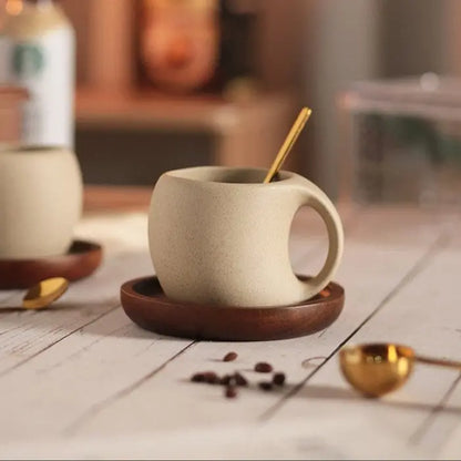 Minimalist Ceramic Espresso Set  250ml Mug, Saucer & Spoon Included
