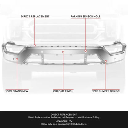Modular Front Bumper for 20212023 Ford F-150  Includes Parking Distance Sensor Holes