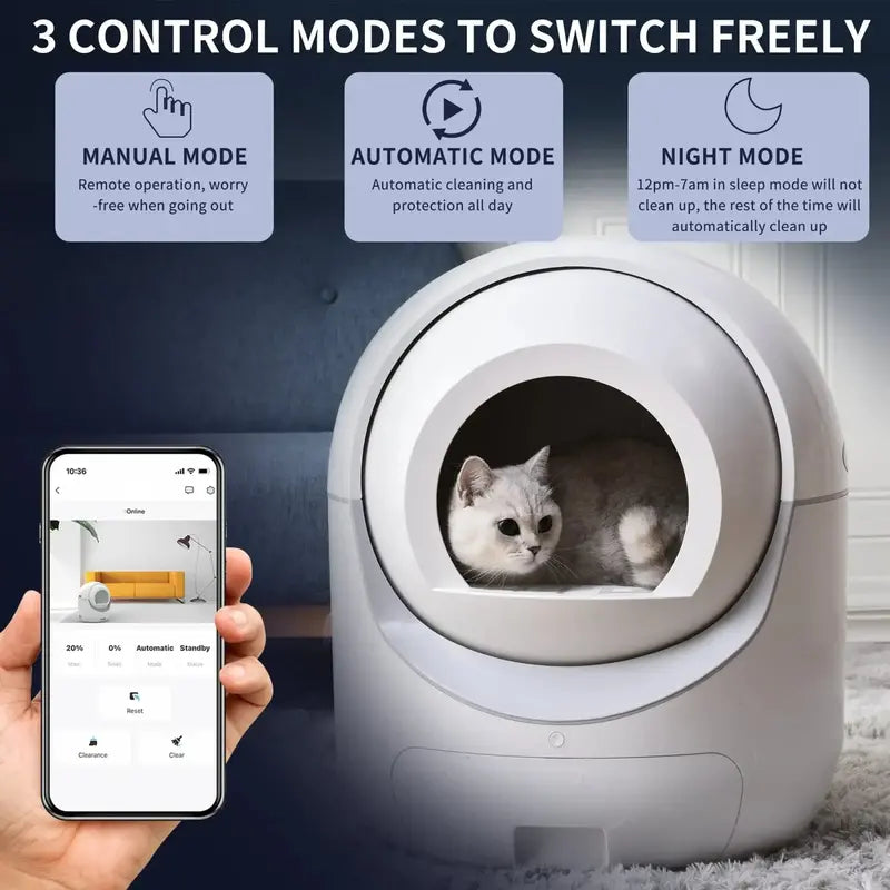 SmartPaws Automatic Self-Cleaning Cat Litter Box, App-Controlled, Multi-Cat, 10L Capacity
