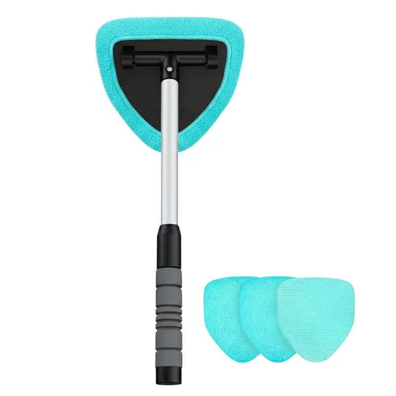 Windshield Cleaning Kit with Extendable Handle and Four Reusable Microfiber Pads