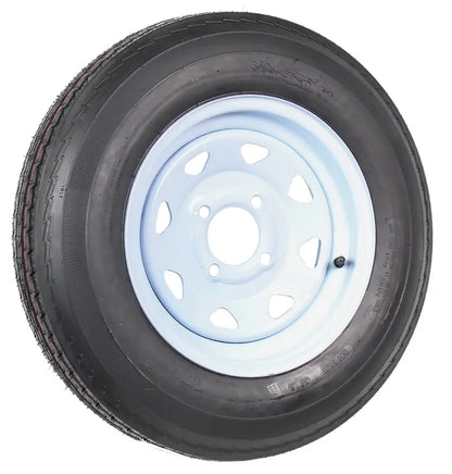 2-Pack Trailer Tires On White Wheel Rims 530-12 5.30-12 5.30 x 12 Load C 4 Lug