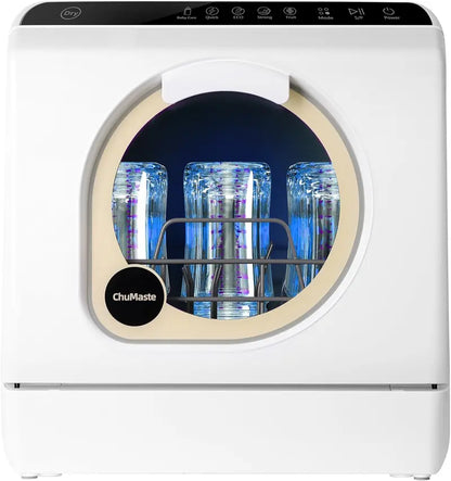 Compact Countertop Dishwasher  Portable Mini Unit with Drying, Dual Spray Arms