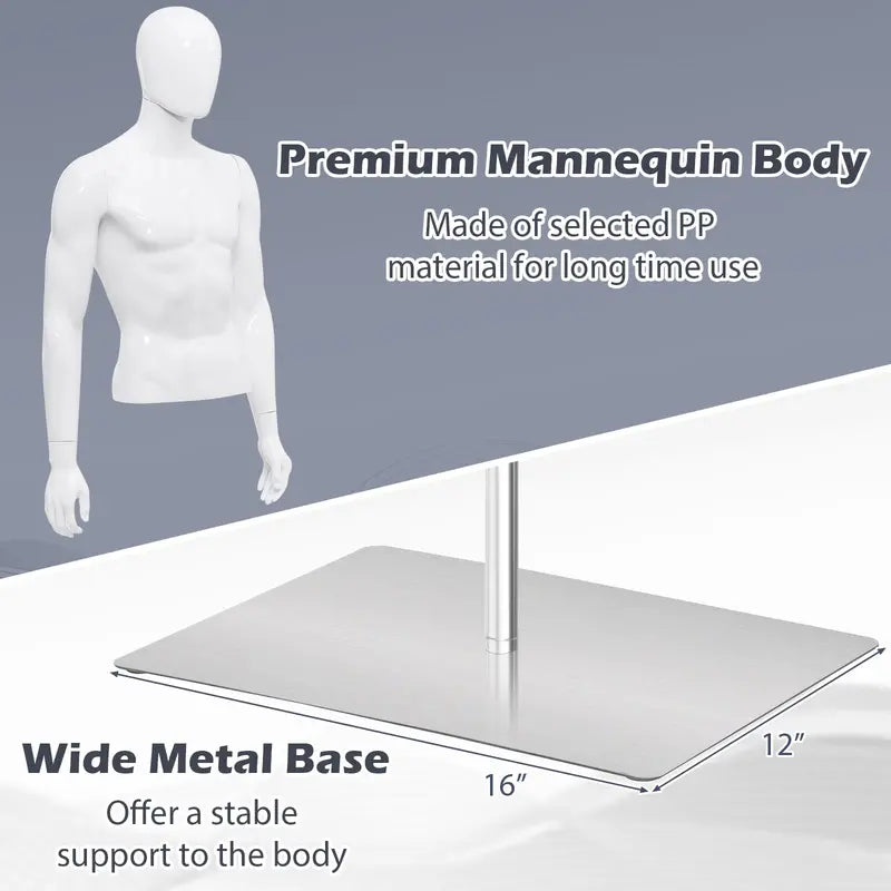 PP Torso Mannequin for Tailoring — Lightweight Male Model Display Stand
