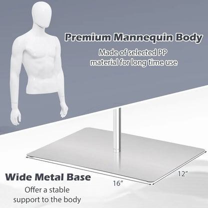 PP Torso Mannequin for Tailoring — Lightweight Male Model Display Stand