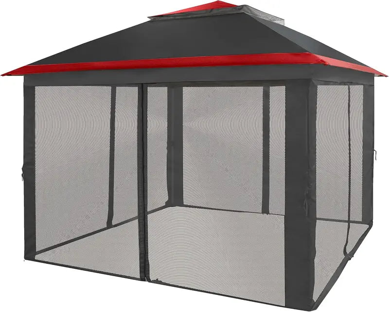 CROWN SHADES 13’×13′ Pop-Up Gazebo  Instant-Setup Outdoor Canopy with Wheeled STO-N-Go Carry Bag, White Portable Shade Structure