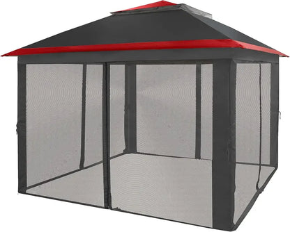 CROWN SHADES 13’×13′ Pop-Up Gazebo  Instant-Setup Outdoor Canopy with Wheeled STO-N-Go Carry Bag, White Portable Shade Structure