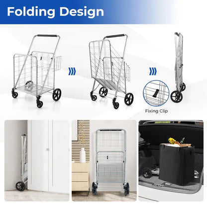 Waterproof Jumbo Folding Shopping Cart for Groceries  Upgraded Lightweight Design