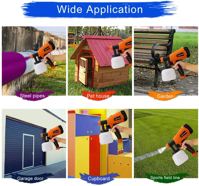 YATTICH 700W HVLP Paint Sprayer YT-201, 3 Spray Patterns, 5 Nozzle Sizes, Copper Nozzles, User-Friendly Design