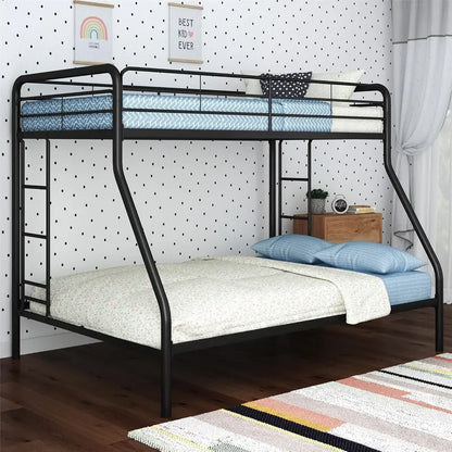 DHP Dusty Twin-Over-Full Metal Bunk Bed  Space-Saving Off-White Design with Safety Rails