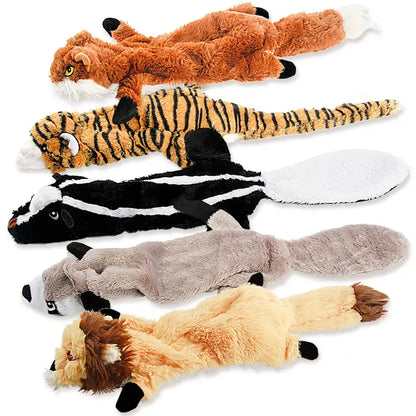 Plush Paws No-Stuffing Squeaky Dog Toy Set  5 Pack, Durable & Safe for All Breeds
