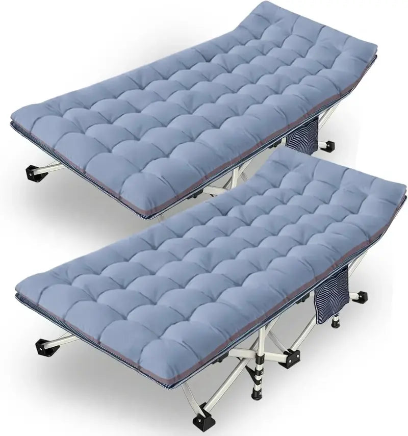 Heavy-Duty Folding Camping Cots with Built-in Mattresses  2-Piece Set for Outdoor Comfort