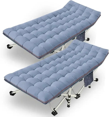 Heavy-Duty Folding Camping Cots with Built-in Mattresses  2-Piece Set for Outdoor Comfort