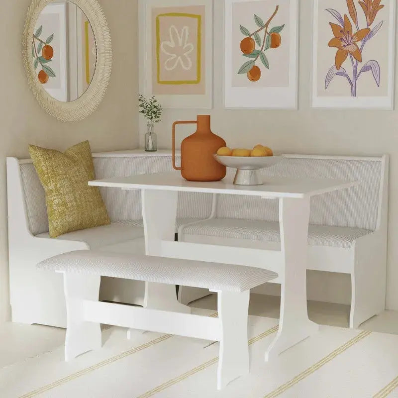 Sedley Farmhouse-Style Nook Dining Set  Compact Dining Ensemble with Integrated Storage Solutions