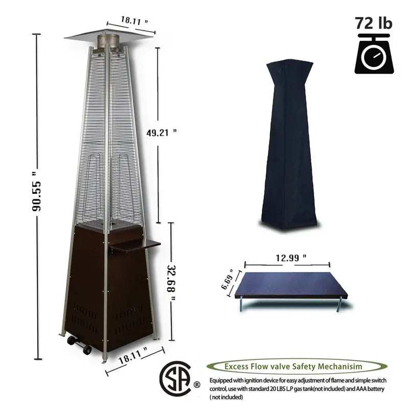 NAVINE 48,000 Btu Outdoor Propane Heater with Detachable Table