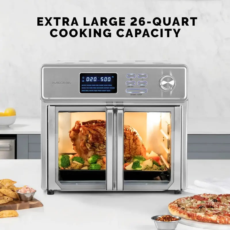 Kalorik MAXX® 26-Quart Digital Air Fryer Oven  10-in-1 Countertop Toaster Oven with 21 Presets & 9 Accessories