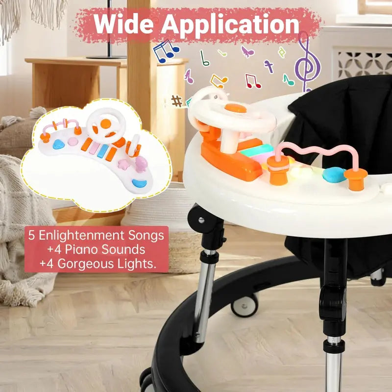 Wismind Foldable Baby Walker with Light-Up Piano Keys and Soothing Melodies