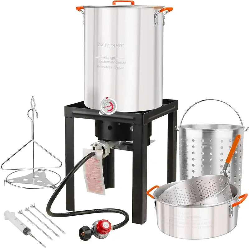Worcest Outdoor Deep Fryer Kit with Turkey Fryer Pot and Seafood Boiling Accessories