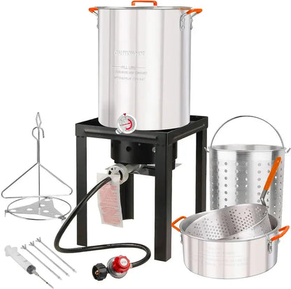 Worcest Outdoor Deep Fryer Kit with Turkey Fryer Pot and Seafood Boiling Accessories