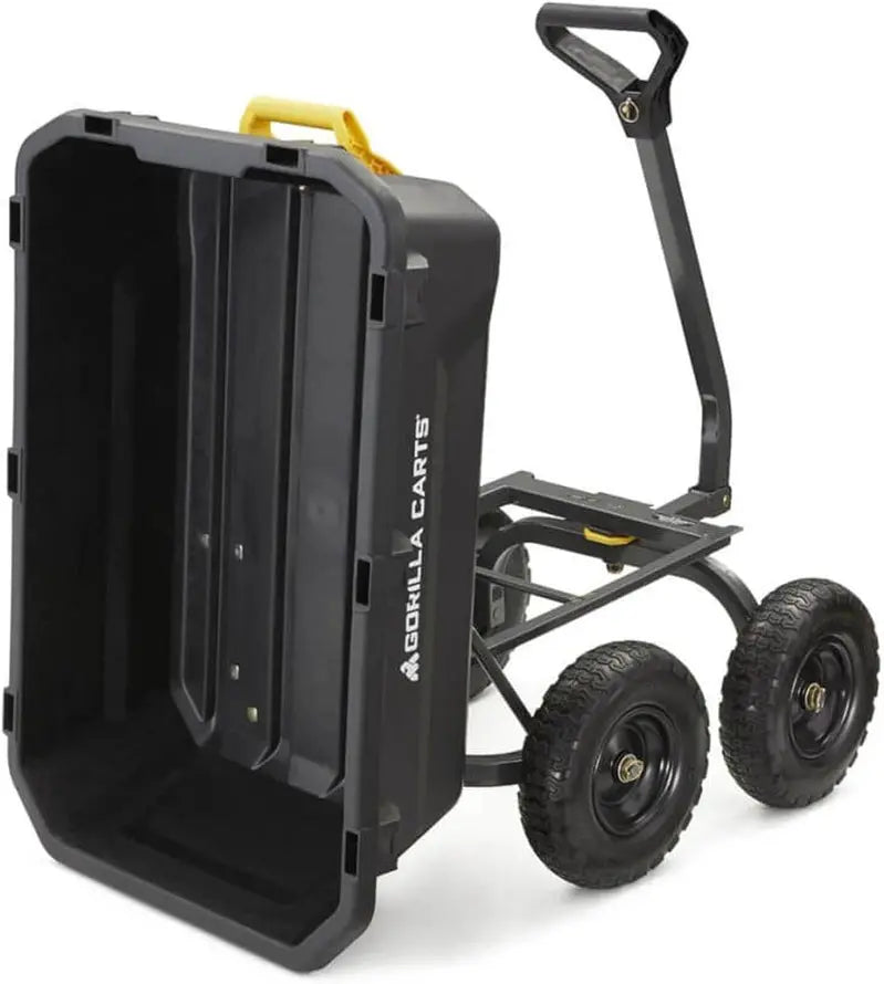 7-Cubic-Foot Heavy-Duty Poly Dump Cart  No-Flat Tires, 1200-Lb Capacity, Black