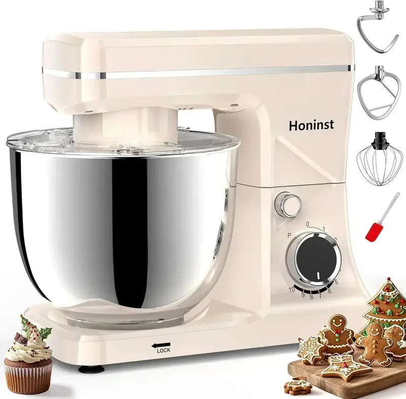 10-Setting Tilt-Head Stand Mixer with 6-Quart Stainless Steel Bowl & 8-in-1 Splash Guard