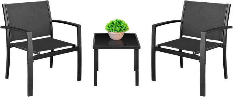 Homall 7-Piece Patio Dining Set — Large Brown Table + 6 Textilene Chairs, Weather-Resistant Outdoor Furniture for Porch or Deck