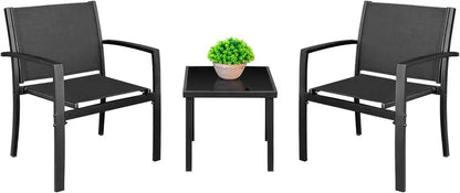 Homall 7-Piece Patio Dining Set — Large Brown Table + 6 Textilene Chairs, Weather-Resistant Outdoor Furniture for Porch or Deck